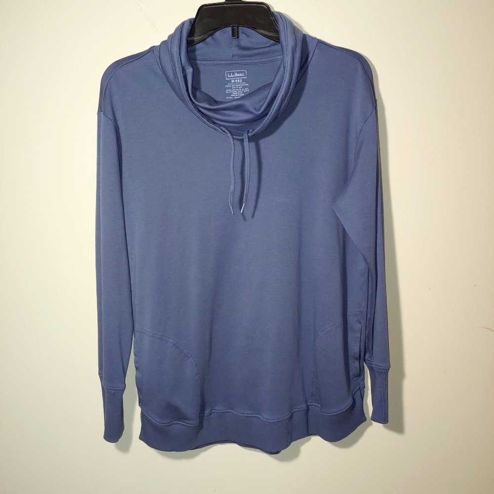 L.L. Bean Supima Cotton Cowl Neck Pullover Sweatshirt Size M-Reg Blue